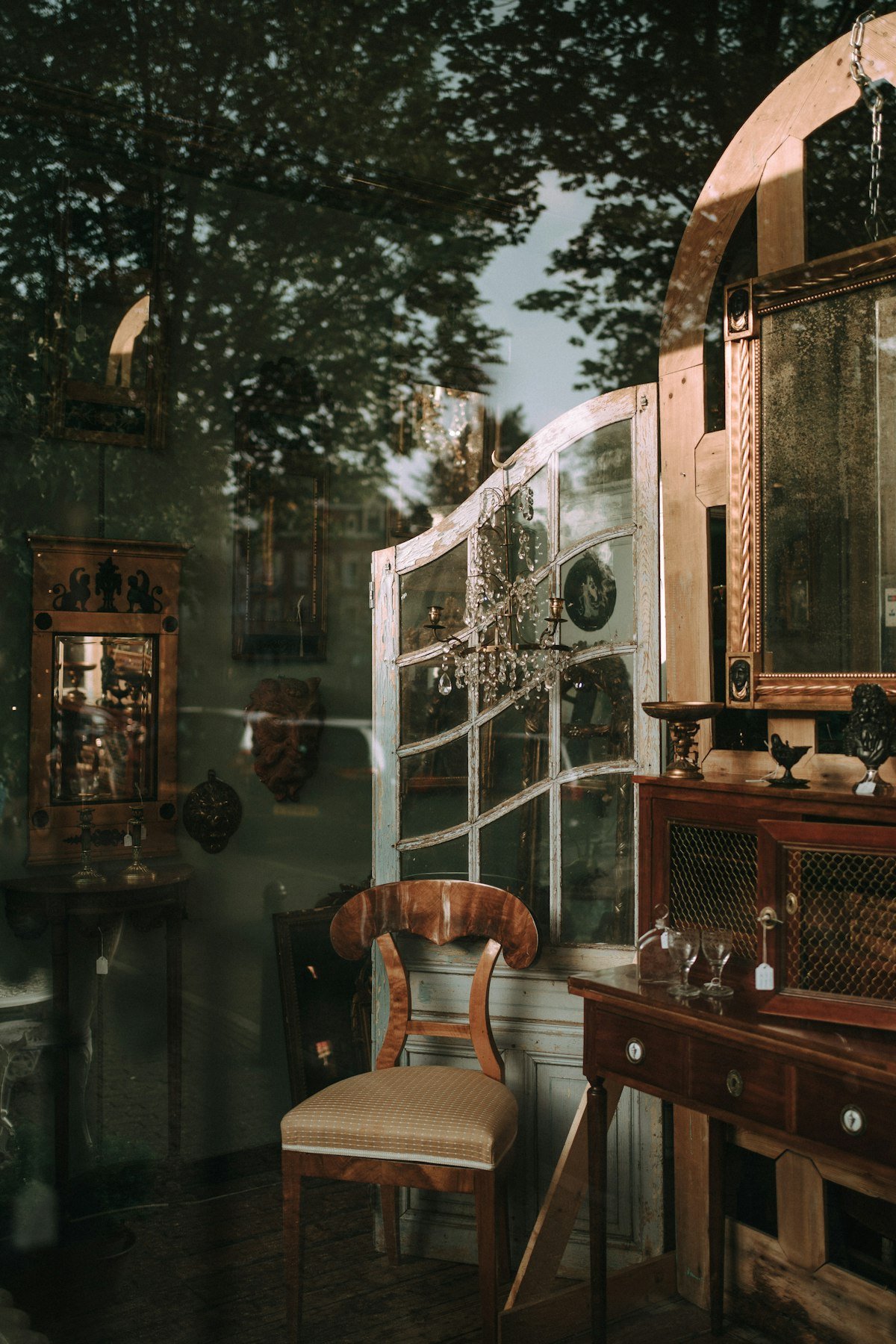 Home furnishings staged for an estate sale